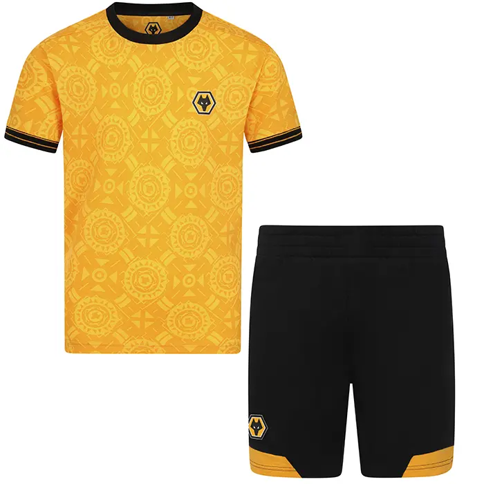 Wolves Fanshop | Home kit short Pyjama Set – Kids – Gold / Black Wolves Merchandise Collection